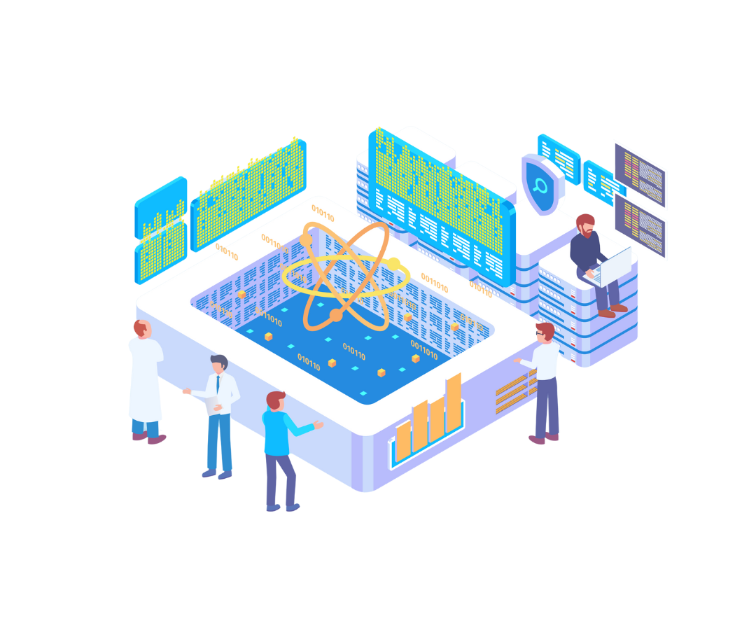 Équipe d’experts utilisant des technologies avancées pour analyser de grands volumes de données et extraire des insights